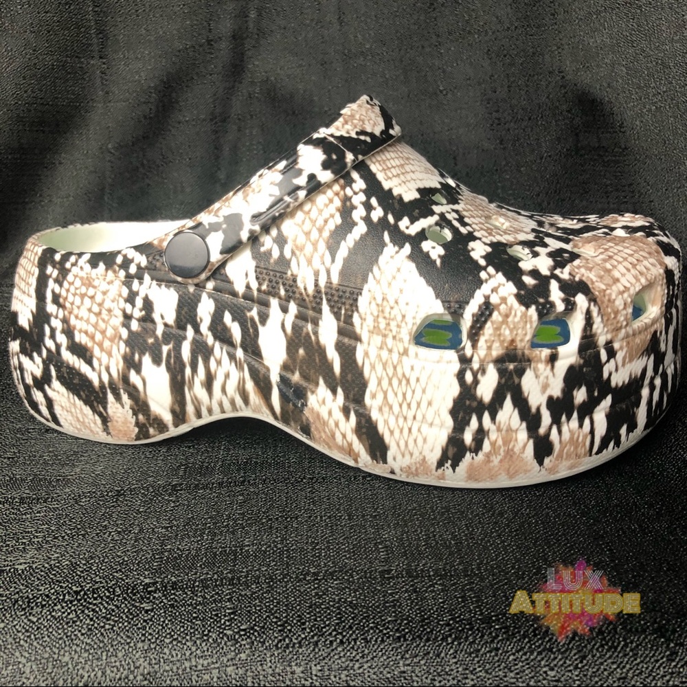 High platform snakeskin designed crocs/clogs